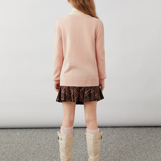 COMOBOCA 100% Wool Kids' Colorful Heart Shaped Buttons Cardigan