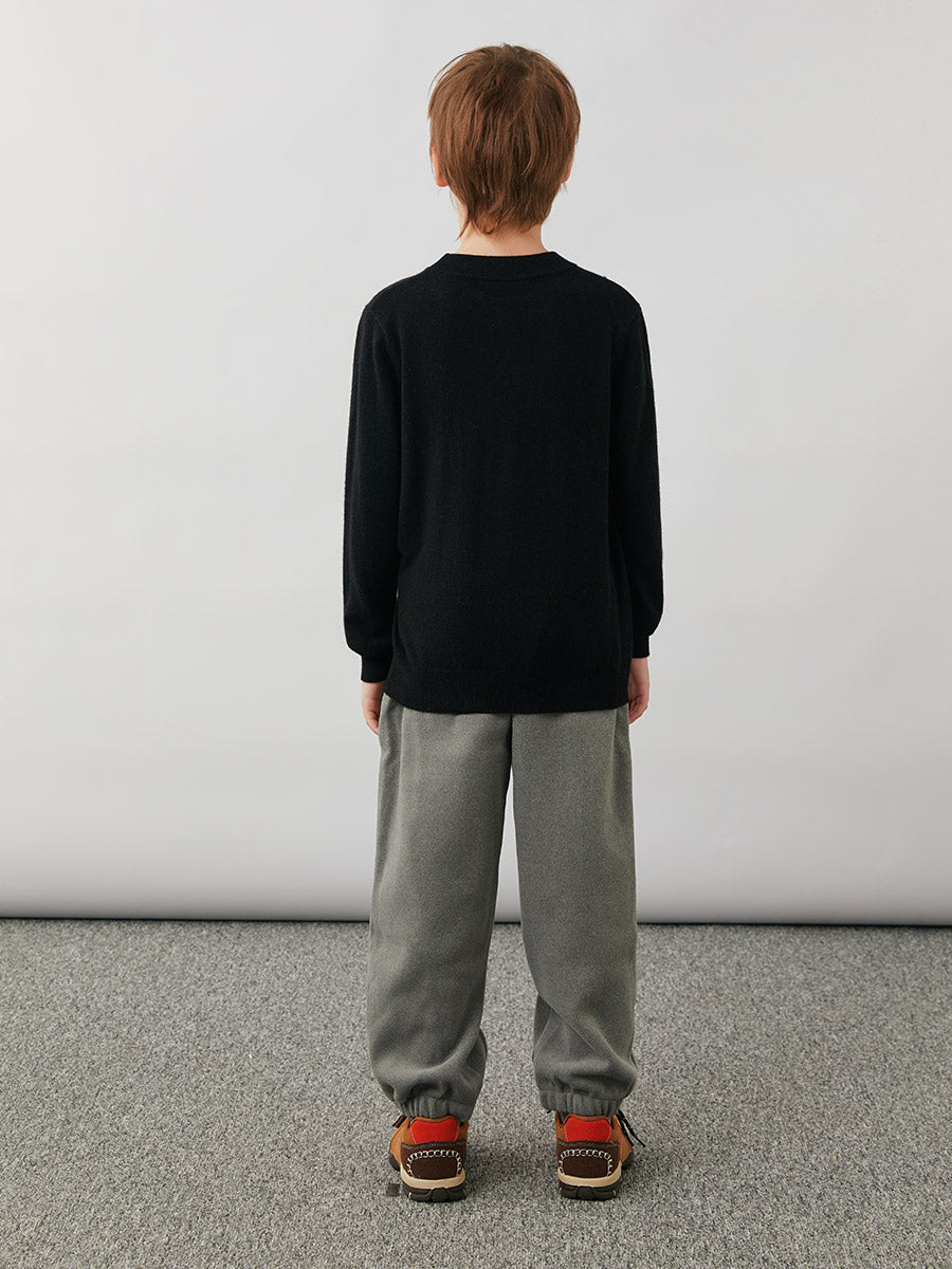 COMOBOCA 100% Wool Kids' Argyle Pattern Round Neck Sweater