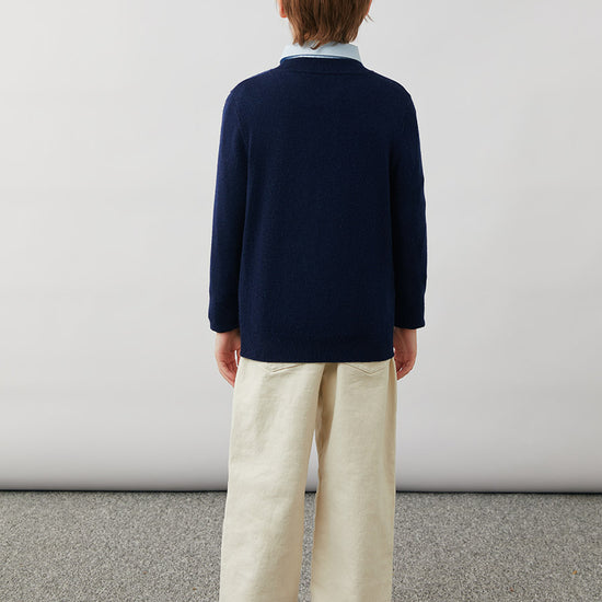 COMOBOCA 100% Wool Kids' Argyle Pattern Round Neck Sweater