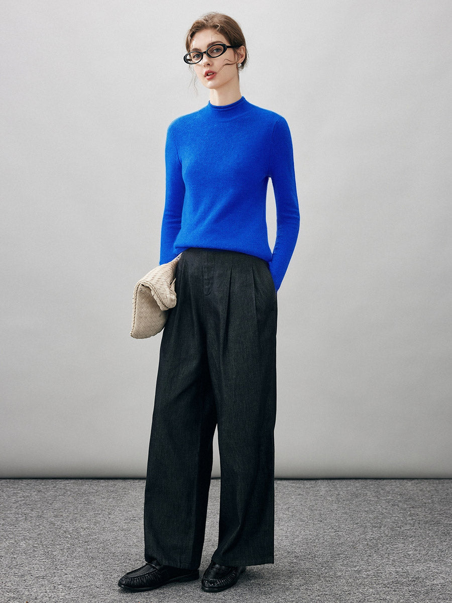 COMOBOCA 100% Cashmere Women's Round Neck Knit sweater