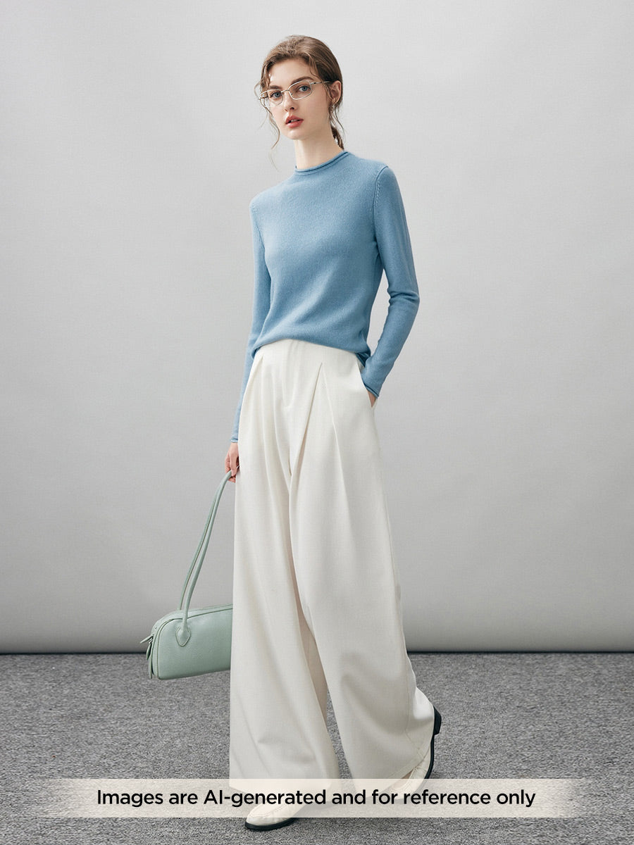 COMOBOCA 100% Cashmere Women's Round Neck Knit sweater