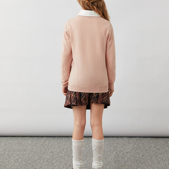 COMOBOCA 100% Wool Kids' Panda Pattern Round Neck Sweater