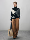 COMOBOCA 100% Cashmere Women's Geometric Turtleneck Sweater