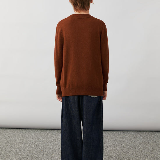 COMOBOCA 100% Wool Kids' Argyle Pattern Round Neck Sweater