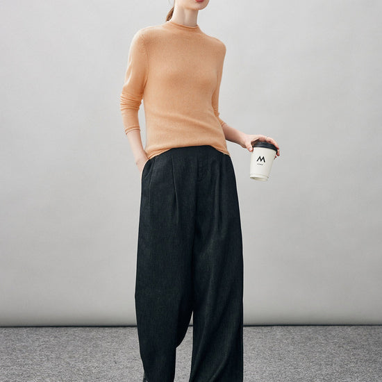 COMOBOCA 100% Cashmere Women's Round Neck Knit sweater