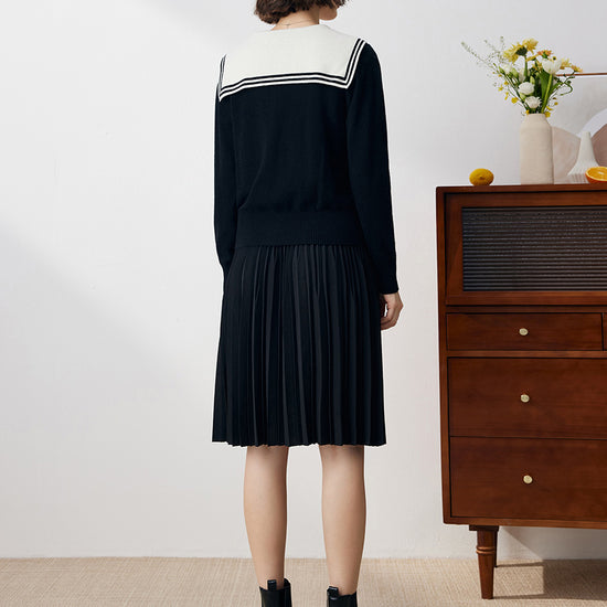 COMOBOCA 100% Cashmere Women's Sailor Collar Cardigan