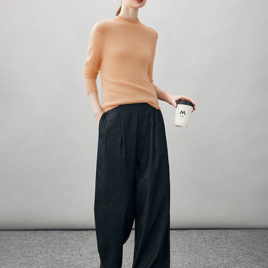 COMOBOCA 100% Cashmere Women's Round Neck Knit sweater