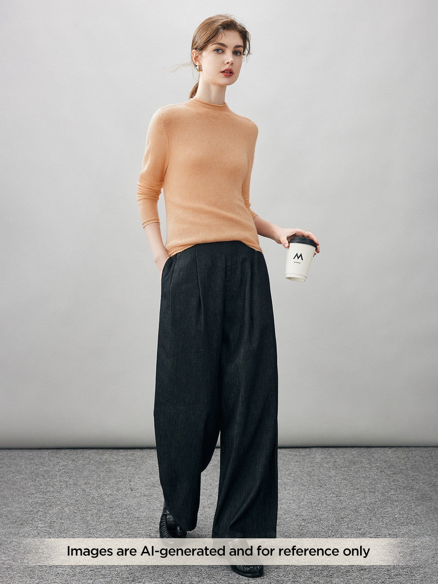 COMOBOCA 100% Cashmere Women's Round Neck Knit sweater