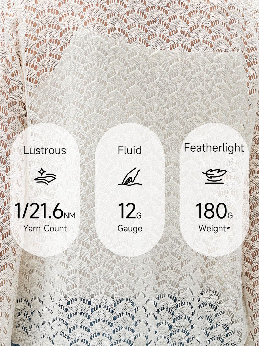 COMOBOCA Women's Linen Lace Knit Tie Front Cardigan