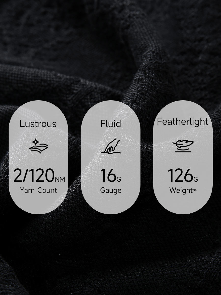 COMOBOCA Women's Textured Sheer Knit Round Neck Sweater