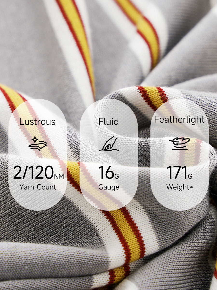 COMOBOCA Women's Layered Striped Round Neck Knit Sweater