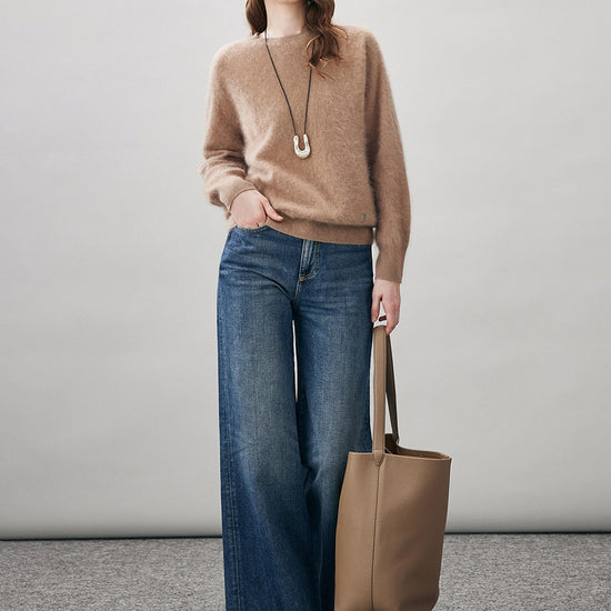 COMOBOCA Women's Wool Seamless Brushed Knit Sweater