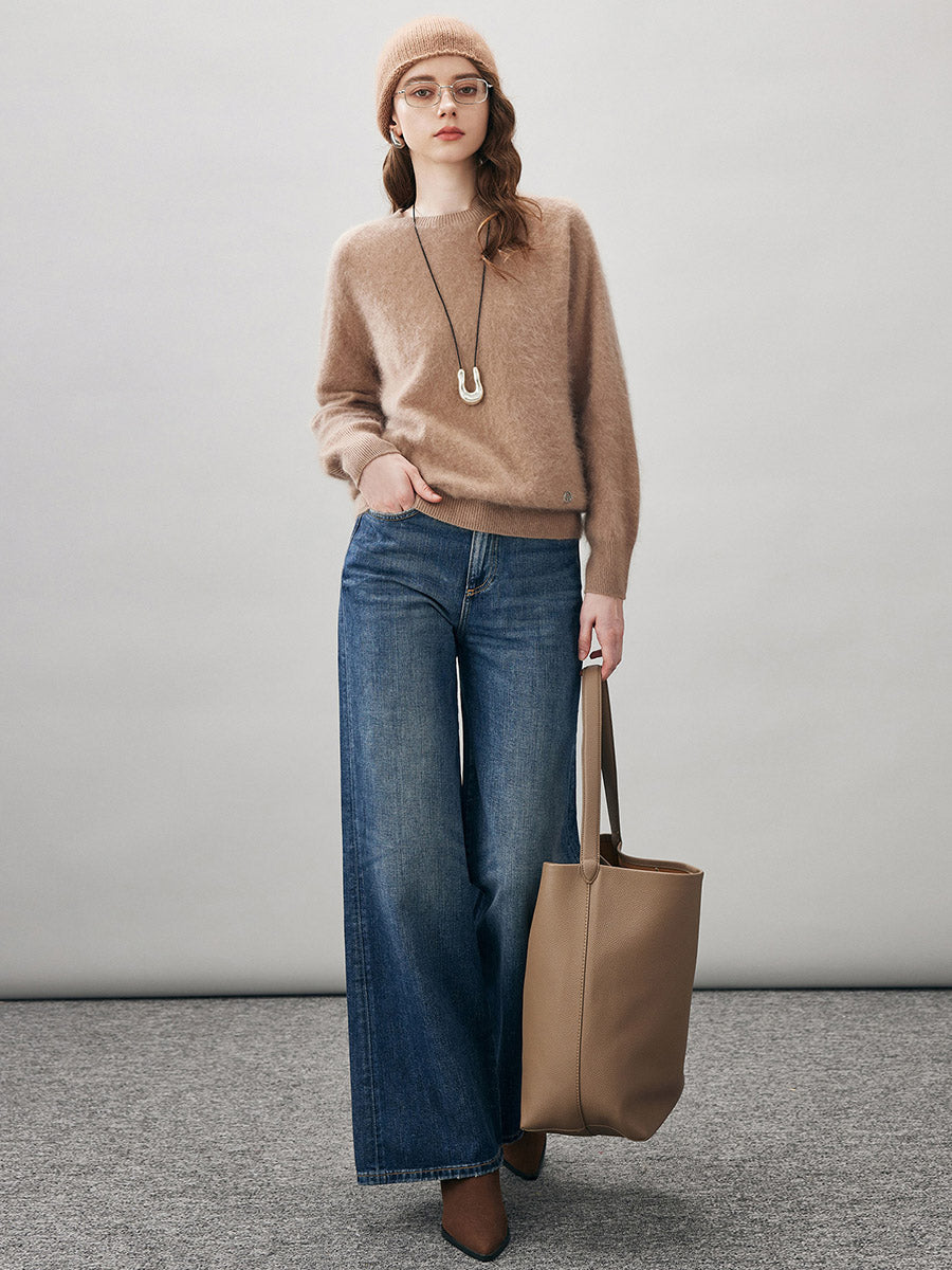 COMOBOCA Women's Wool Seamless Brushed Knit Sweater