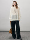 COMOBOCA Women's Mohair Sheer Knit Round Neck Sweater