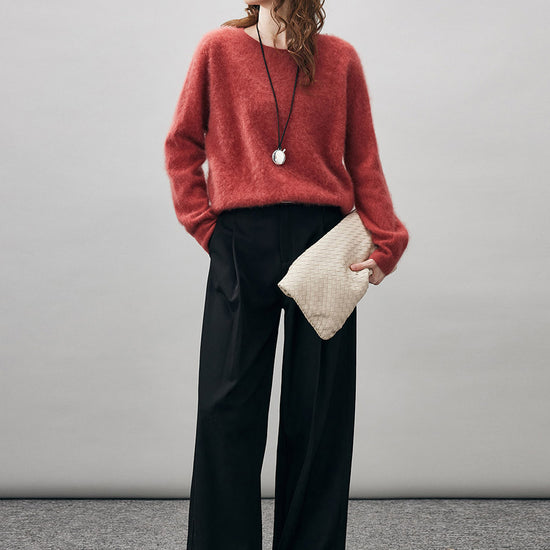 COMOBOCA Women's Wool Seamless Brushed Knit Sweater