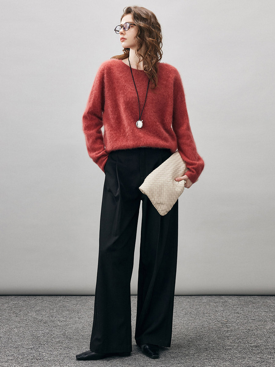 COMOBOCA Women's Wool Seamless Brushed Knit Sweater