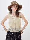 Women’s Linen Blend Knit V-Neck Sleeveless Vest