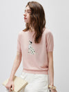 COMOBOCA Women's Dalmatian Intarsia Knit T-Shirt