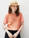Women's Crew Neck Tonal Jacquard Short Sleeve T-Shirt