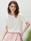 Women's Crew Neck Tonal Jacquard Short Sleeve T-Shirt