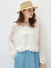 COMOBOCA Women's Linen Lace Knit Tie Front Cardigan