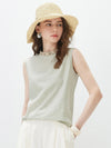 Women's Mock Neck Mulberry Silk Blend Vintage Sleeveless Vest