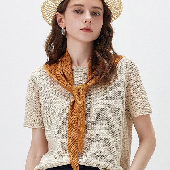 COMOBOCA Women's Openwork Knit Triangle Shoulder Wrap Scarf
