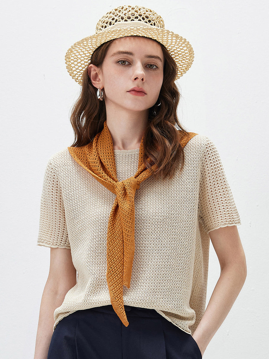 COMOBOCA Women's Openwork Knit Triangle Shoulder Wrap Scarf