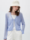 COMOBOCA Women's Linen Lace Knit Tie Front Cardigan