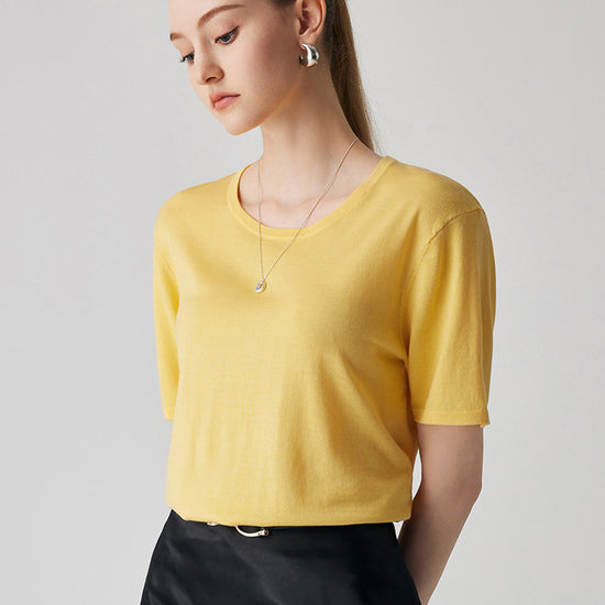 COMOBOCA Women's Essential Round Neck Knit T-Shirt