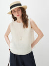 Women's Crew Neck Mulberry Silk Blend Sleeveless Vest
