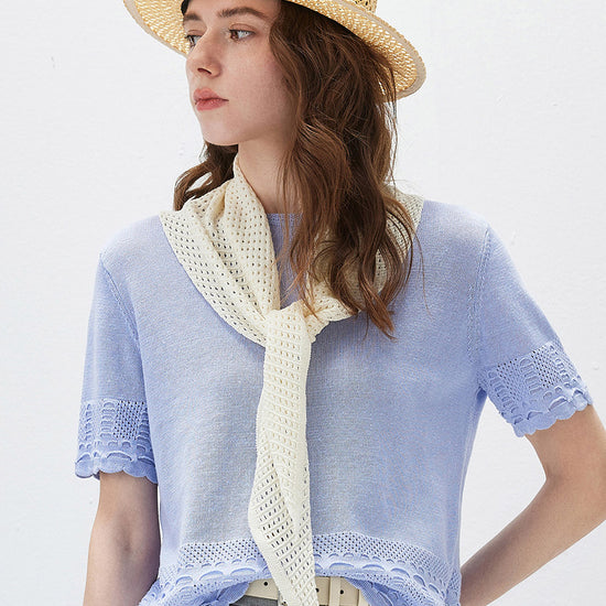 COMOBOCA Women's Openwork Knit Triangle Shoulder Wrap Scarf