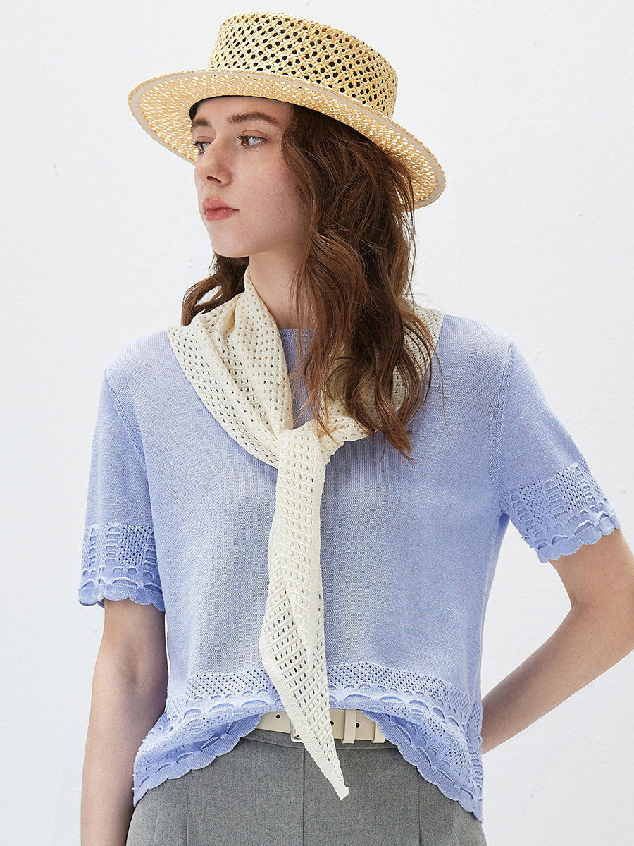 COMOBOCA Women's Openwork Knit Triangle Shoulder Wrap Scarf