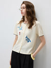 COMOBOCA Women's Embroidered Short Sleeve Cardigan