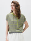 COMOBOCA Green Women's Striped Contrast Hooded Knit T-Shirt