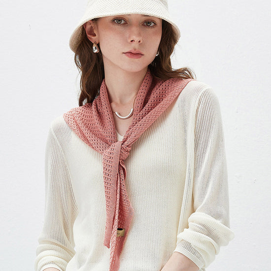 COMOBOCA Women's Openwork Knit Triangle Shoulder Wrap Scarf