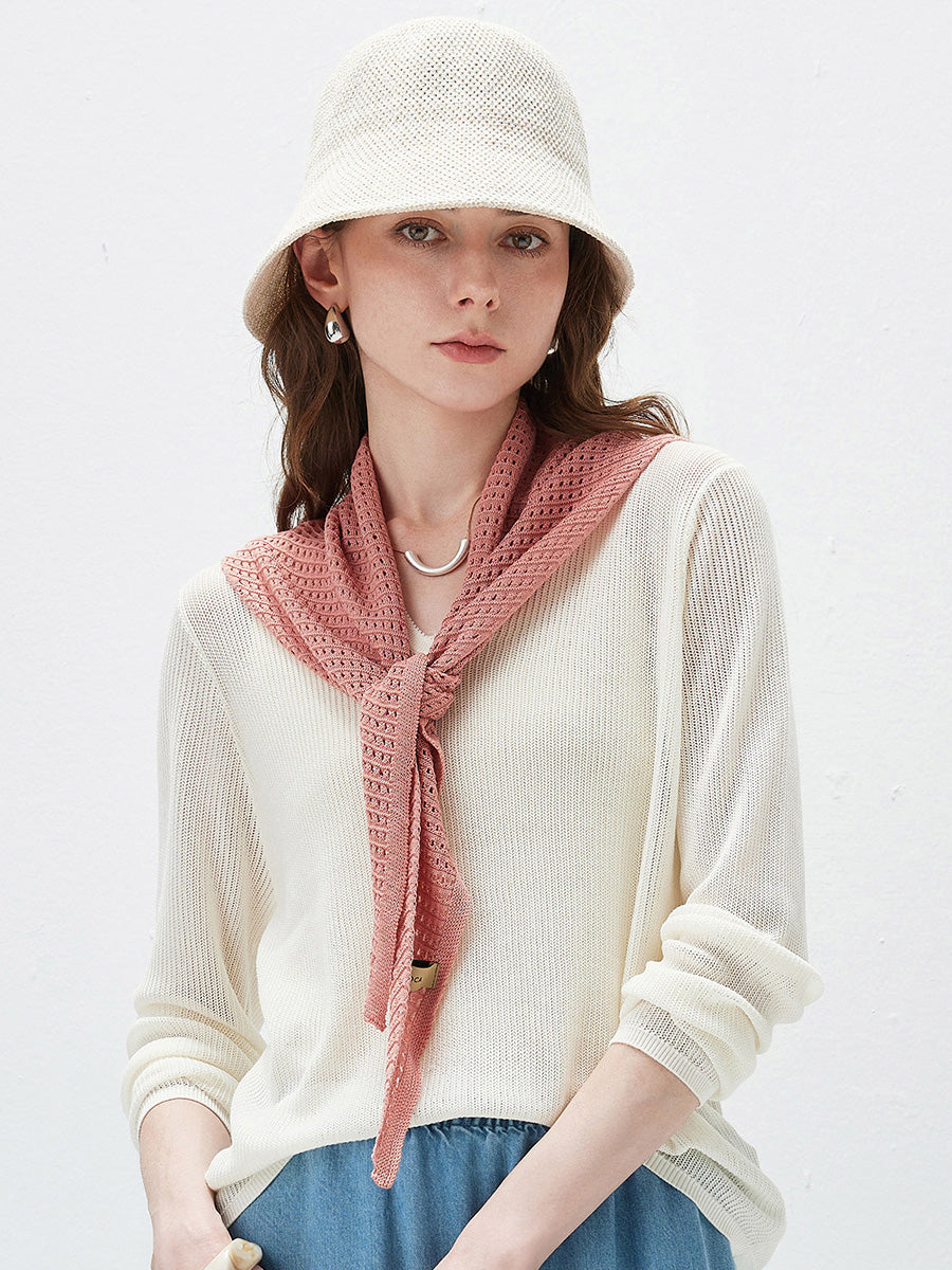 COMOBOCA Women's Openwork Knit Triangle Shoulder Wrap Scarf