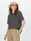 100% Silk Women's  Vintage Print Crew Neck Short Sleeve T-Shirt