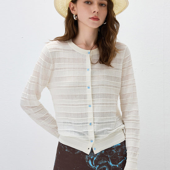 COMOBOCA Cloudy Women's Textured Ribbed Knit Cardigan