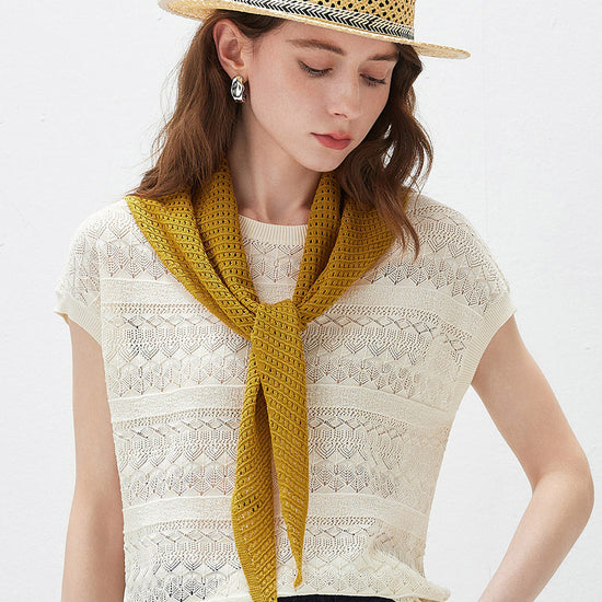 COMOBOCA Women's Openwork Knit Triangle Shoulder Wrap Scarf