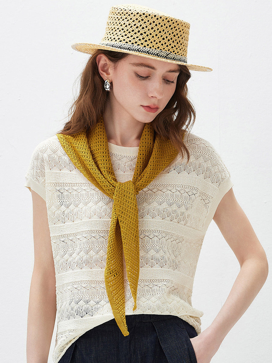 COMOBOCA Women's Openwork Knit Triangle Shoulder Wrap Scarf