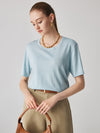 COMOBOCA Light Blue Women's Essential Round Neck Knit T-Shirt