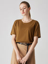 COMOBOCA Brown Women's Essential Round Neck Knit T-Shirt