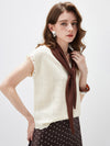 Women's V-Neck Silk-Cotton Jacquard Knit Short Sleeve T-Shirt
