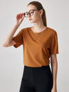 COMOBOCA Bronze Women's Essential Round Neck Knit T-Shirt