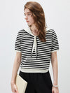 COMOBOCA Women's Striped Sailor Collar Knit Top