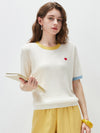 COMOBOCA Women's Wavy Textured Ribbed Knit T-Shirt