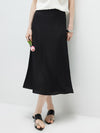 Women's solid color A-line skirt, mulberry silk blend woven