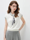 Women’s Mulberry Silk Contrast Collar Striped Knit T-Shirt