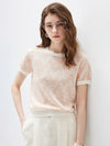 COMOBOCA Women's Ribbed Floral Textured Knit Top
